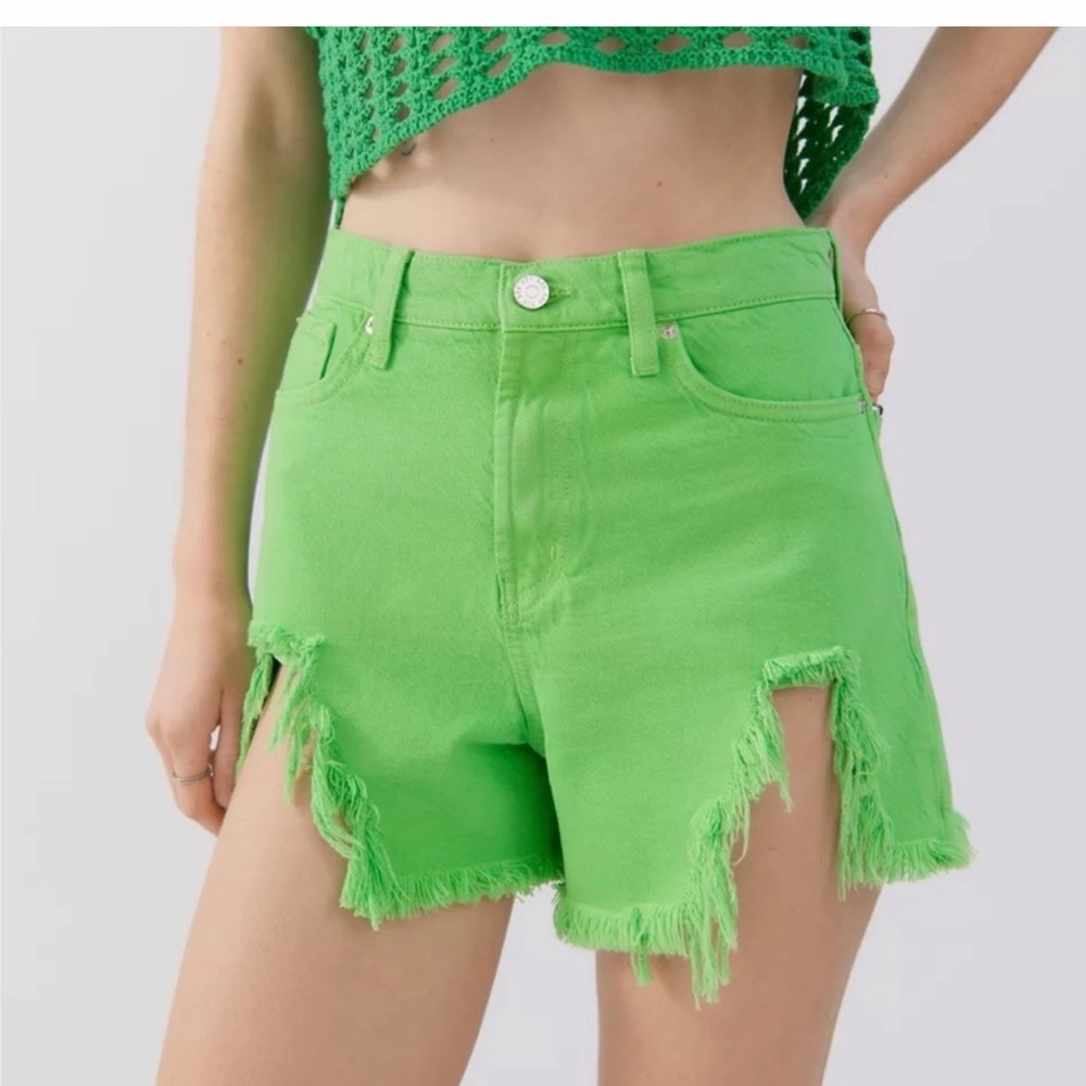 BDG Bright Green Frayed Jean Shorts